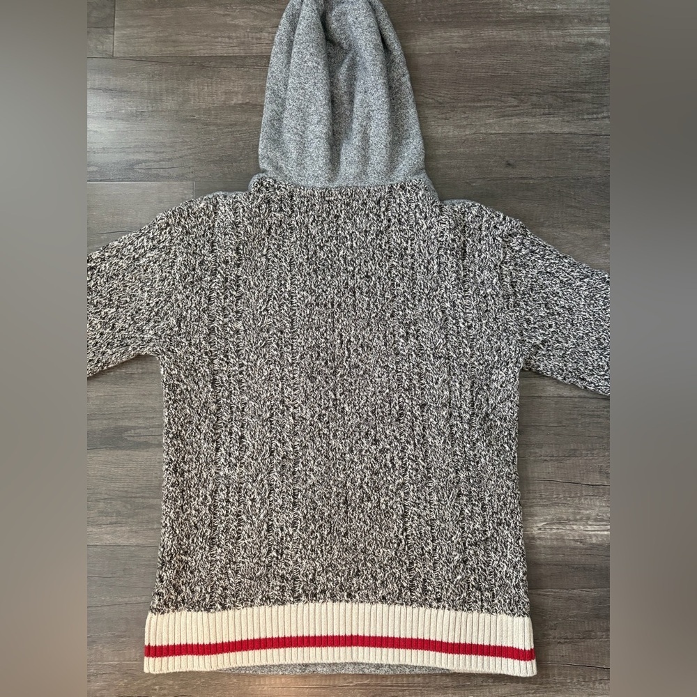 Roots Cabin Knit Hooded Salt and Pepper Sweater - Picture 5 of 6